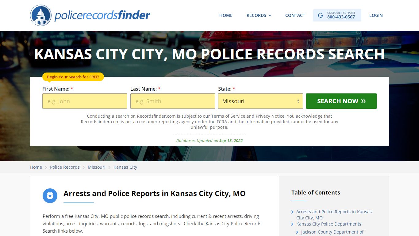 KANSAS CITY CITY, MO POLICE RECORDS SEARCH - RecordsFinder
