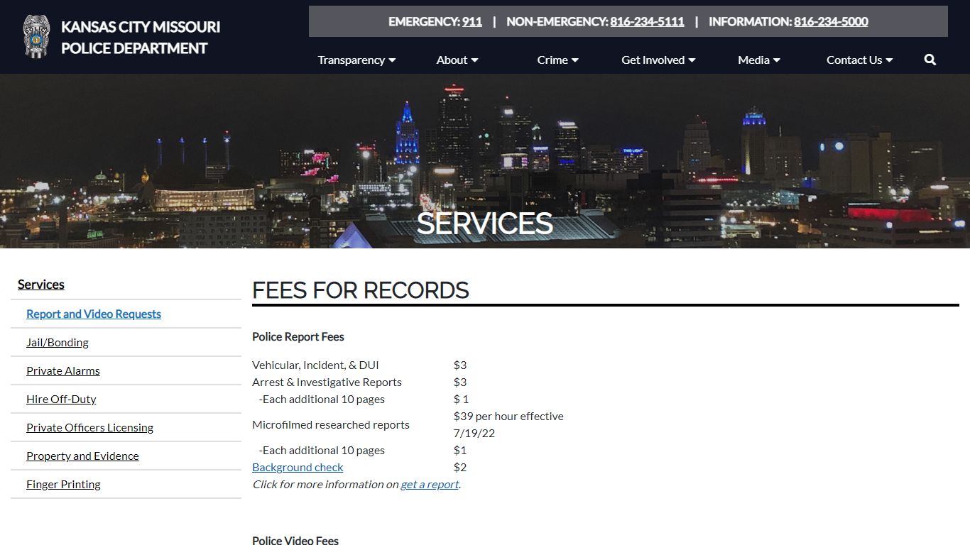 Fees for records